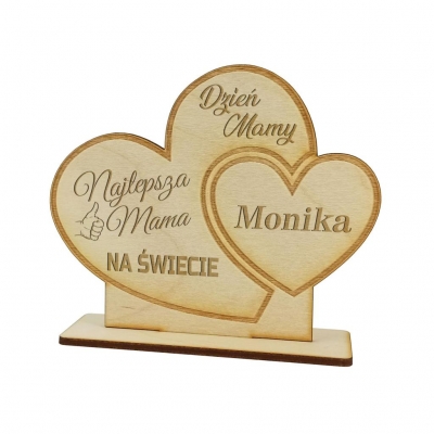 Drewniane serce z grawerem na Dzień Mamy Najlepsza mama na świecie + imię